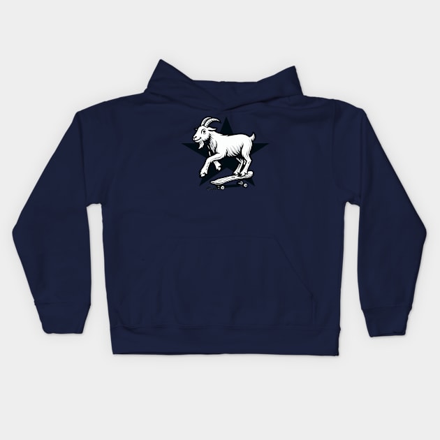 Skateboarding Goat Kids Hoodie by Sketchy